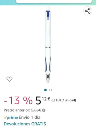 Bolígrafo (0,7 mm), color azul y blanco, 50 unidades por 5,12€.