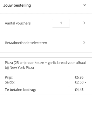 €2,50 korting op een bestelling bij New York Pizza bij geselecteerde vestigingen