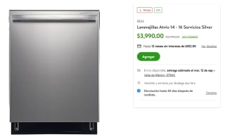 Lavavajillas Atvio 14 - 16 Servicios por $3,990 en Bodega Aurrera