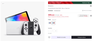 Consola Nintendo Switch OLED por 255€