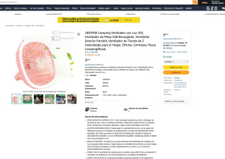 Ventilador UKOFEW Camping Luz LED de Mesa USB Recargable por solo 3,99€