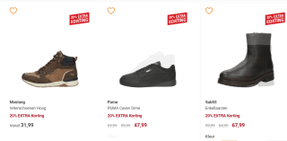 20% extra korting bovenop de saleprijzen bij Schuurman Schoenen