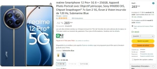 Smartphone 6,4" Realme 12 Pro à 283,32€