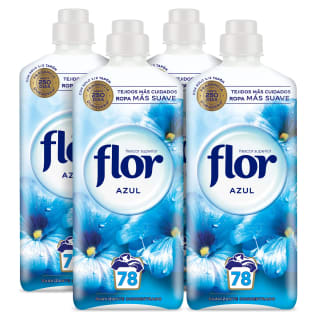 4 Botes de FLOR Suavizante concentrado Azul botella 78 dosis por 8.4€