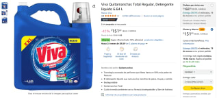 Detergente Viva Quitamanchas Total Regular 6.64L por $152 | Descuento Amazon