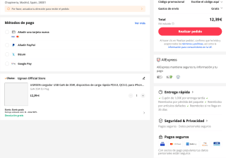 Cargador rápido GaN 35W Ugreen por solo 12,39€