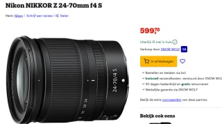 Nikon Nikkor 24-70 mm f/4 S Z serie lens voor €599,78 bij Bol