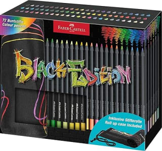 Faber-Castell 72 lápices de colores Black Edition, incluye colores metálicos y neón por 45,48€