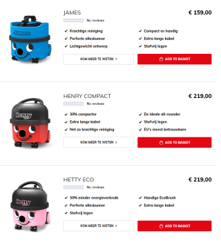 20% korting op alle Henry en Hetty stofzuigers