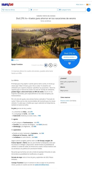 Vuelos para ahorrar en las "Vacas" de verano desde 27€ ida/vuelta.