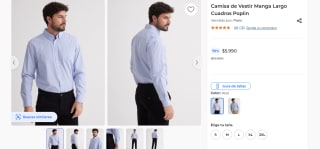 Camisa de Vestir Manga Largo Cuadros Poplin por $5.990
