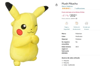 Plush de Pikachu a $202 en Amazon