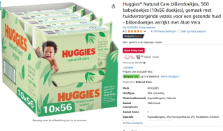 Huggies billendoekjes - Natural Care - 10 x 56 stuks - 560 doekjes - billendoekjes voor €8,39 met Amazon Prime