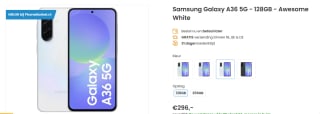 Samsung Galaxy A36 5G, 6GB ram, 128GB opslag Wit voor €296 bij Phonemarket
