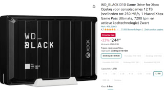 WD BLACK D10 Game Drive for Xbox One - 12TB - External Hard drive - Black voor €244 met Amazon Prime