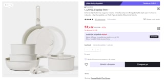 Sartenes Carote Cocina Juego de 9 piezas Antiadherentes con Mango Extraíble para todo tipo de Fuegos por 52.42€ (Cuenta Nueva 40.42€)