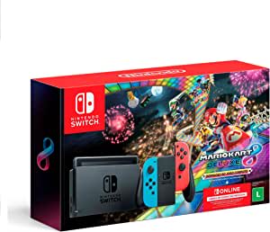 Kit da Nintendo Switch com Console, Joy-Con Neon, Jogo: Mario Kart 8 Deluxe + 3 Meses de Game Pass - R$ 1.949