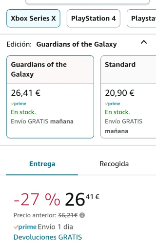 Marvel’s Guardians of the Galaxy Xbox por 26,41€.
