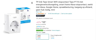 TP-Link Tapo P110 Slimme Wifi Stekker voor €10 bij Amazon