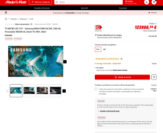 TV MICRO LED 110" Samsung MNA110MS1ACXXE UHD 4K Procesador MICRO IA Smart TV WiFi Silver por 123.966,94€