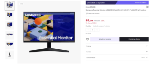 Monitor de la marca Samsung  Essential modelo LS24C310EAUXEN de 24" por 74,01€