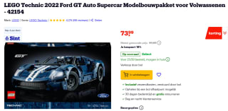 LEGO Technic 2022 Ford GT (42154) voor €73,99 bij Bol