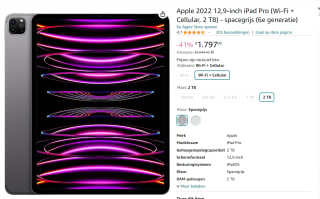 Apple iPad Pro (2022) 12,9" Wi‑Fi + Cellular 2TB Grijs voor €1.797 bij Amazon