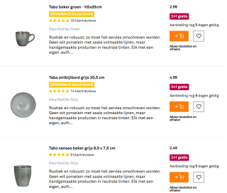 2+1 gratis op alle servies en woonaccessoires bij Karwei