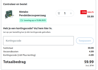 Metabo Pendeldecoupeerzaag voor €59,99 in de Lidl webshop