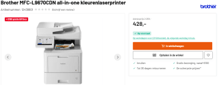 Brother MFC-L9670CDN laserprinter voor €428 bij Kamera-Express