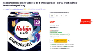 120x Robijn Classics Black Velvet 3-in-1 pods voor €25,99 bij Bol