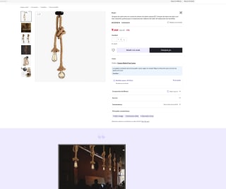 Lámpara araña retro cuerda de cáñamo doble cabezal E27 por 9,46€