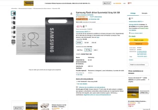 Samsung Flash Drive Gunmetal Gray 64GB por solo 6,11€