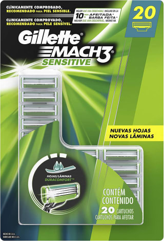Refil de Lâmina de barbear da Gillette Mach3 Sensitive com 20 uni - R$ 96,13