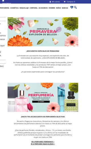 Hasta -75% dto en perfumes y -50% en cosméticos