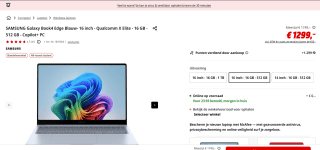Samsung Galaxy Book4 Edge NP960XMA-KB1NL voor €1299 bij Mediamarkt