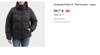 Chaqueta de Mujer Columbia Puffect II por 59.99€