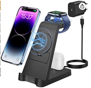 Cargador inalámbrico para iPhone, 3 en 1 por 11.99€