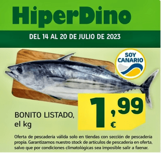 Pescado Bonito Listado por 1,99€ Kilo en Hiperdino