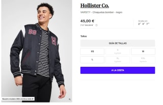 Chaqueta Bomber para Hombre Hollister Co. VARSITY por 40.5€