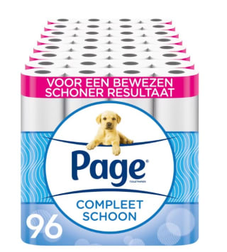 Page toiletpapier - 96 rollen - Compleet Schoon wc papier - voordeelverpakking voor €26,95 bij Ibood