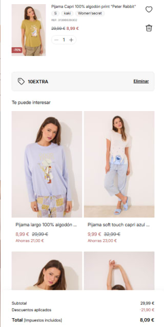 Rebajas hasta 70% + 10% EXTRA + 5€ próxima compra en todas tus compras en Women Secret