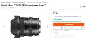 Sigma 20 mm F2 DG DN | C voor SONY E (SE) voor €529 bij Kamera express
