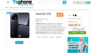 Móvil Xiaomi Mi 13 5G 8GB 256GB por solo 645€