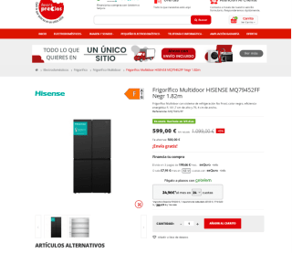 Hisense Frigorífico Americano Multidoor MQ79452FF 1.82m por 599€