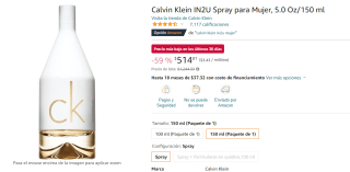 Perfume Calvin Klein IN2U 150ml por $515 en Amazon
