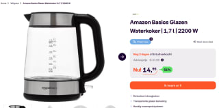 Amazon Basics Glazen Waterkoker voor €14,95 bij iBOOD