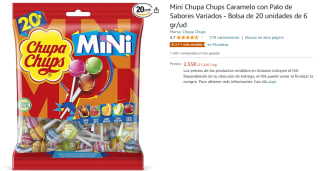 2 Paquetes de Mini Chupa Chups Caramelo con Palo de Sabores Variados - Bolsa de 20 unidades de 6 gr/ud por 2.3€