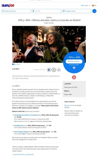 Hasta -40% Últimas Entradas Teatro y Musicales en Madrid.