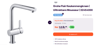 Grohe Flair Keukenmengkraan voor €119,95 bij Ibood